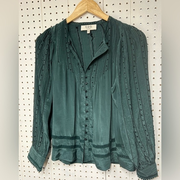 Sea New York Emerald Mock Neck Blouse - Picture 3 of 7
